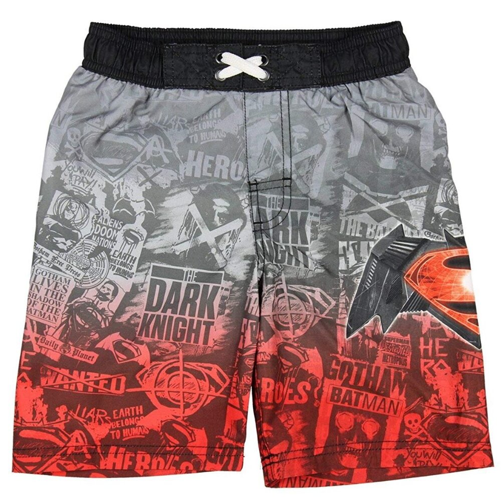 New DC Comics Batman Vs Superman Dawn of Justice Boys Swim Shorts UPF 50+ 6/7
